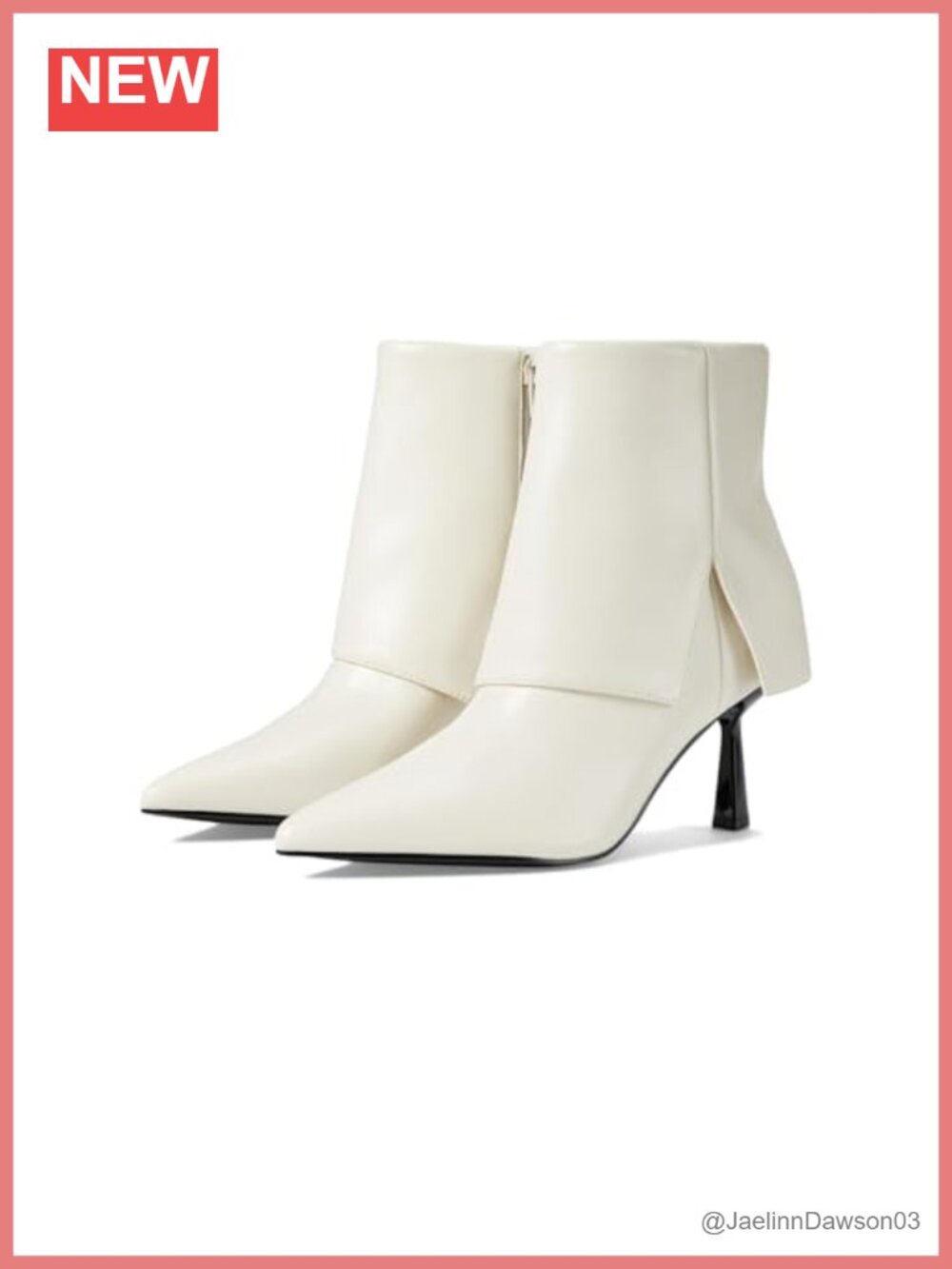 Nine West Bazie Fold Over Stiletto Heel Pointed Toe Ankle Booties Faux Leather